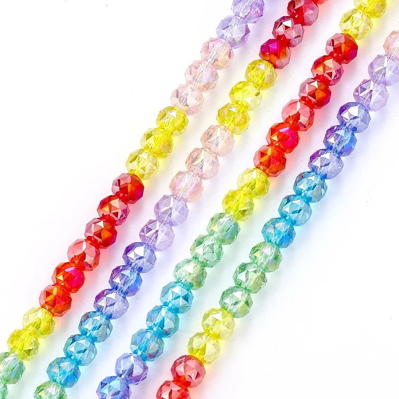 4-8mm Crystal Glass Beads Faceted Jewelry Making Beads Rondelle Spacer Beads for Bracelets Necklace Pendants Making Supplies Qme Color 3 6mm