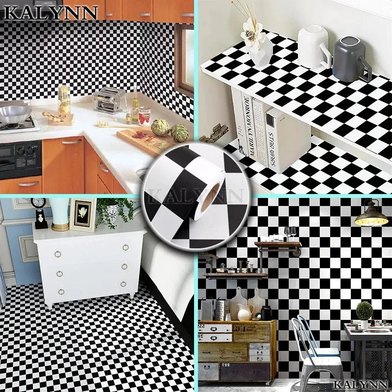 Checkered Contact Paper Peel Stick Black White Wallpaper Self Qme