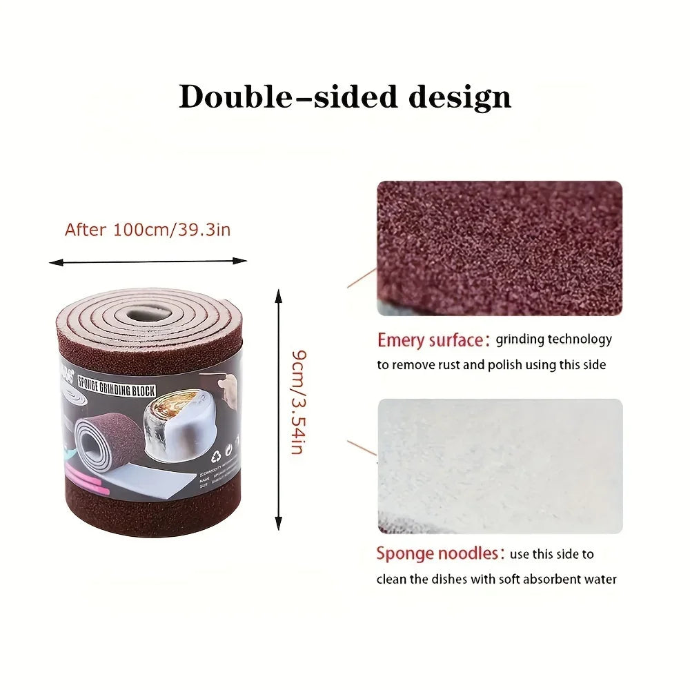 1 Roll, Emery Sponge Wipe, Pot Bottom Cleaning Descaling Sponge, Pot Sponge Brush, Iron Rust Removal Sponge, Cleaning Tool Qme