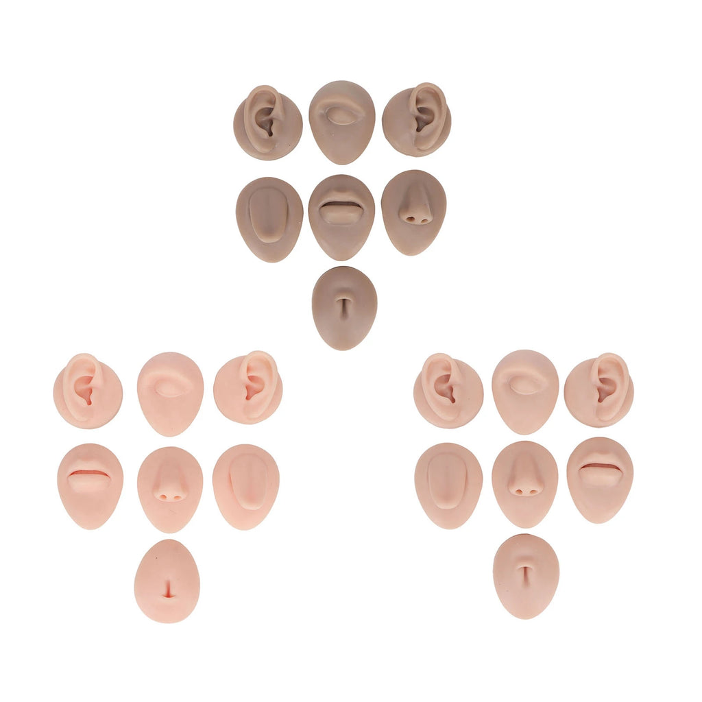 Silicone Eye Model Silicone Body Practice Model Simulation Silicone Ear Eye Nose Mouth Tongue and Belly Button Model for Novice Qme