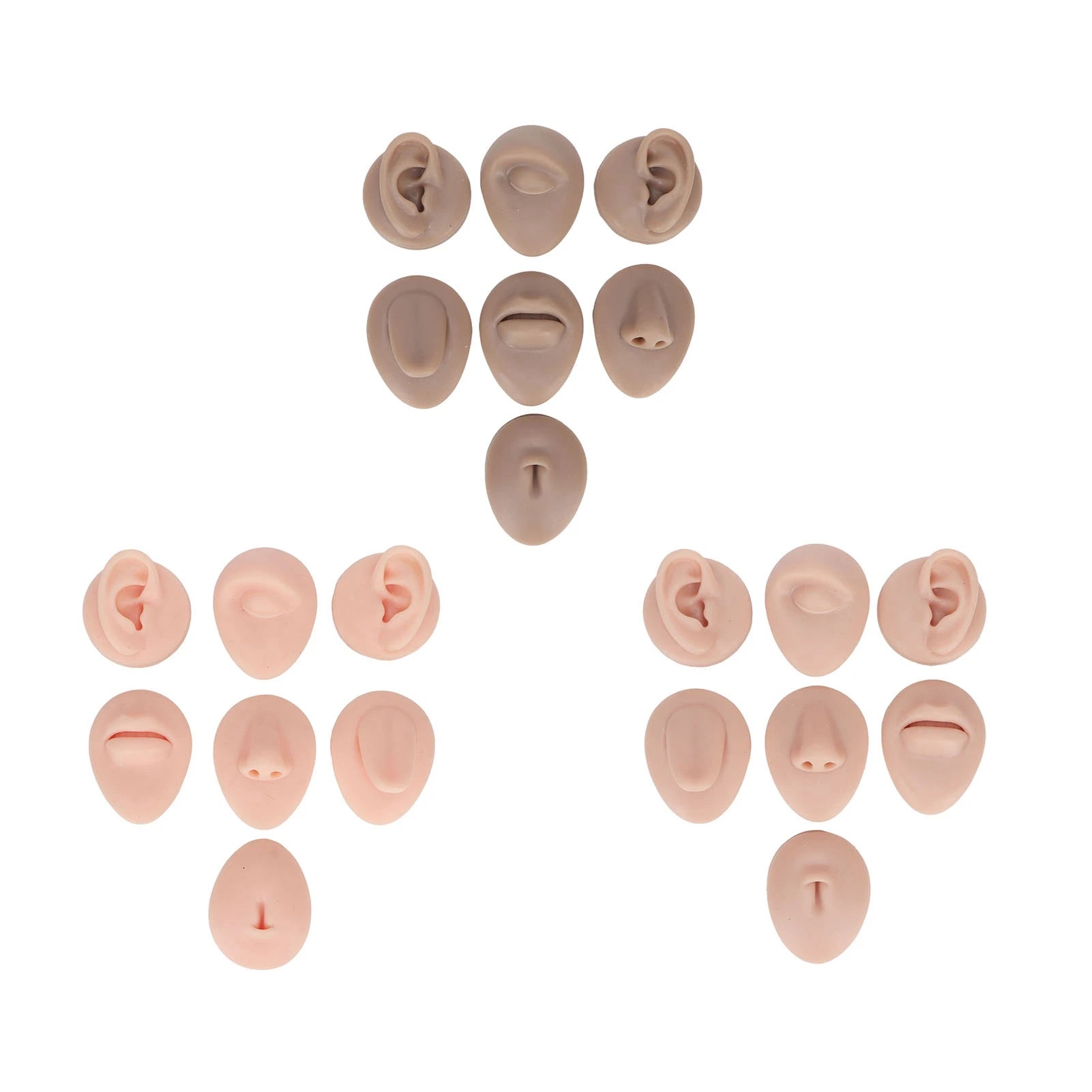 Silicone Eye Model Silicone Body Practice Model Simulation Silicone Ear Eye Nose Mouth Tongue and Belly Button Model for Novice Qme