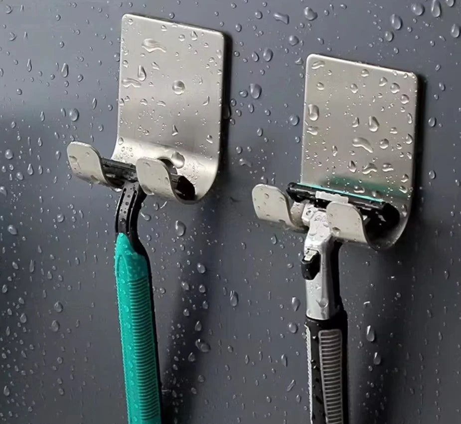 Punch-free Razor Holder, Storage Hook, Space Aluminum Multi-purpose Bathroom Accessories Qme 2pcs