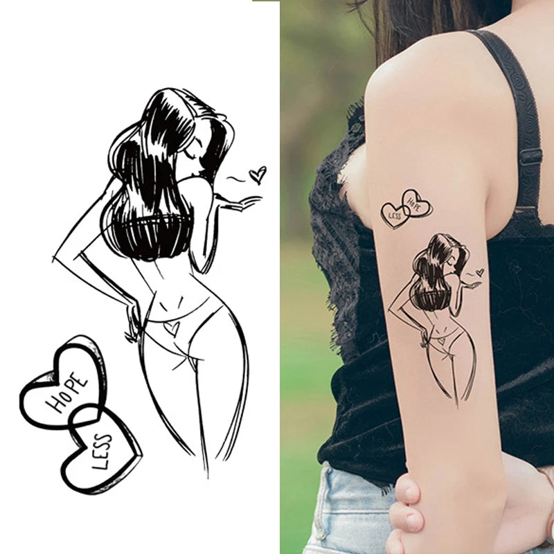 30 Sexy Black Temporary Stickers for Couples Tattoo Stickers Small Clear Dark Series Disposable Temporary Pattern Stickers Qme