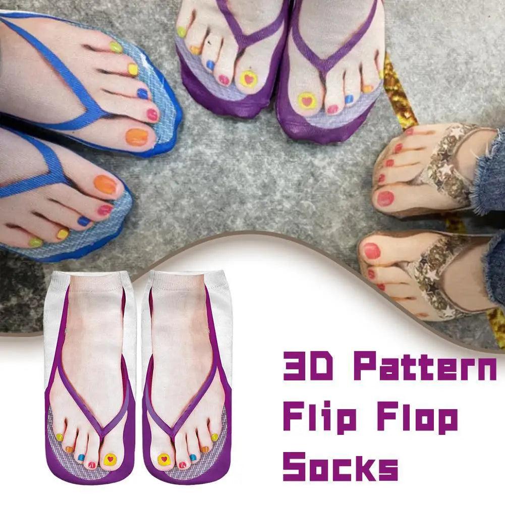 Fashion Canvas Flip Flop Shoes Cotton Socks 3D Printed Skeleton Summer Funny Kawaii Skull Foot Low Cut Ankle Socks For Women Sox Qme