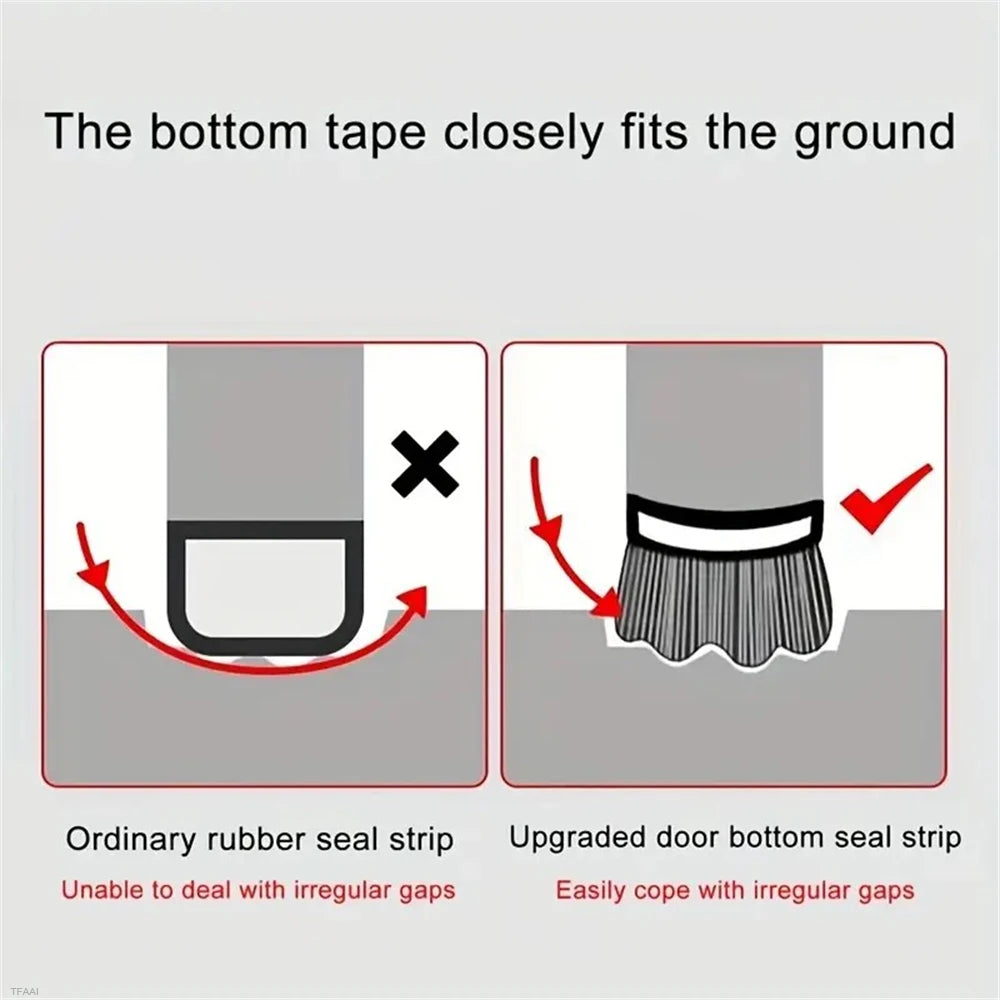 Silent Door Sealing Strip with Brush Windproof Dustproof Insectproof Thickened PVC Door Draft Stopper Bottom Weather Stripping Qme
