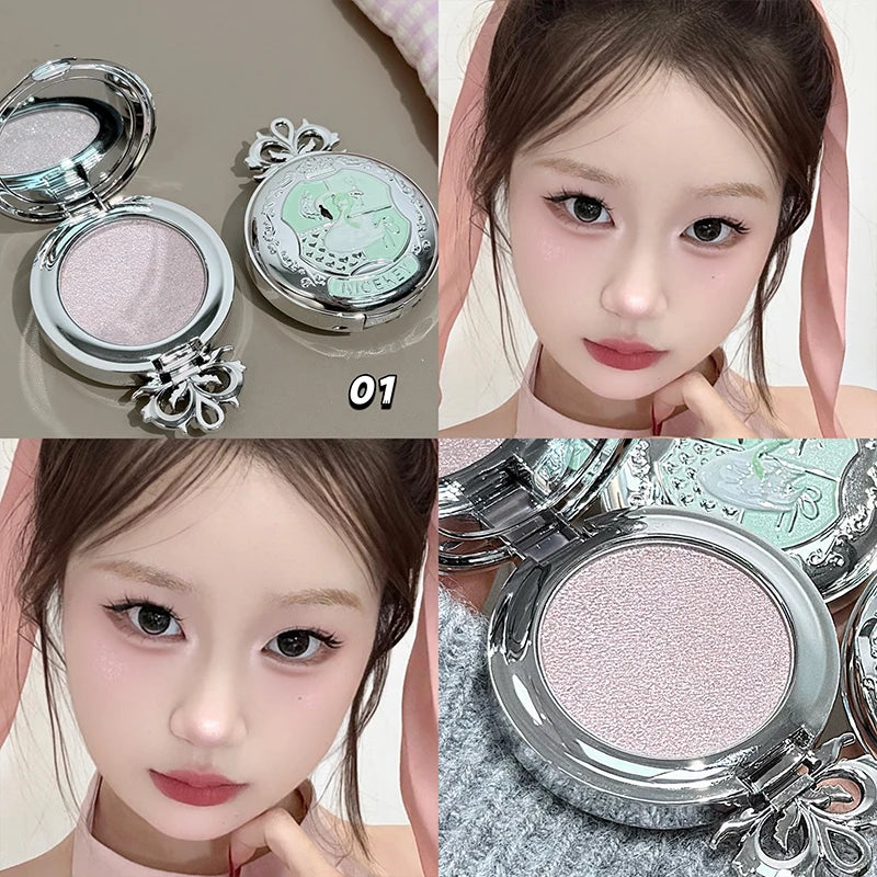 NICEKEY Monochrome Highlighter Champagne Gold Glitter Brighten Shiny Eye Makeup Diamond Shimmer Eyeshadow Palette Contouring Qme