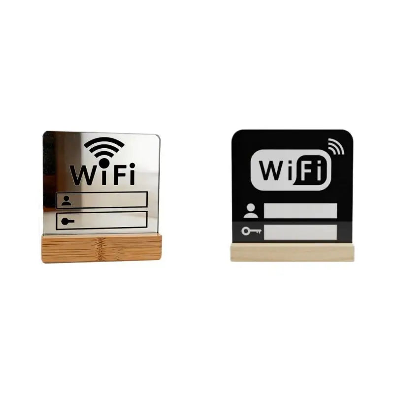 1 Acrylic Mirror Wifi Sign Public Places House Shops Handwriting Qme 2Pcs