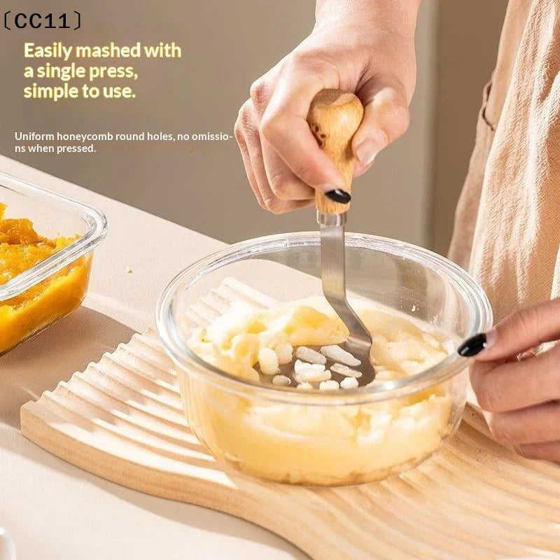 Stainless Steel Potato Masher Wooden Handle Food Grade Tool Home Qme Default Title