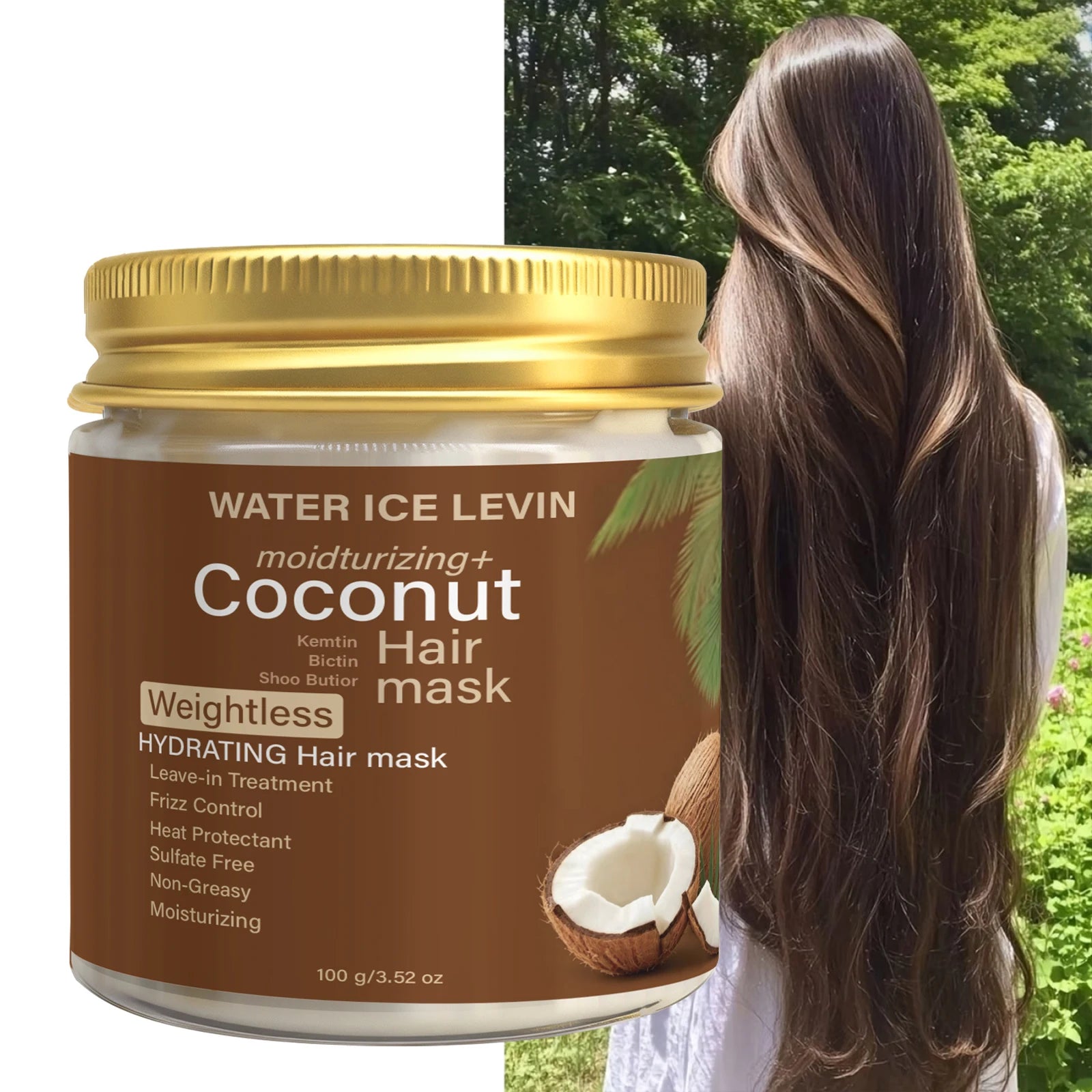 Sulfate-Free Coconut Hair Mask, Moisturizing & Heat Protectant Hair Care Treatment Qme