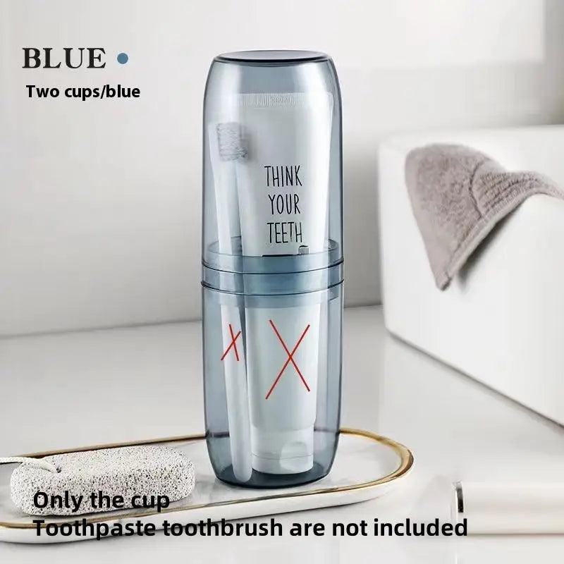 Portable Toothbrush Case Storage Box Outdoor Business Trip Travel Qme Blue 2 cups