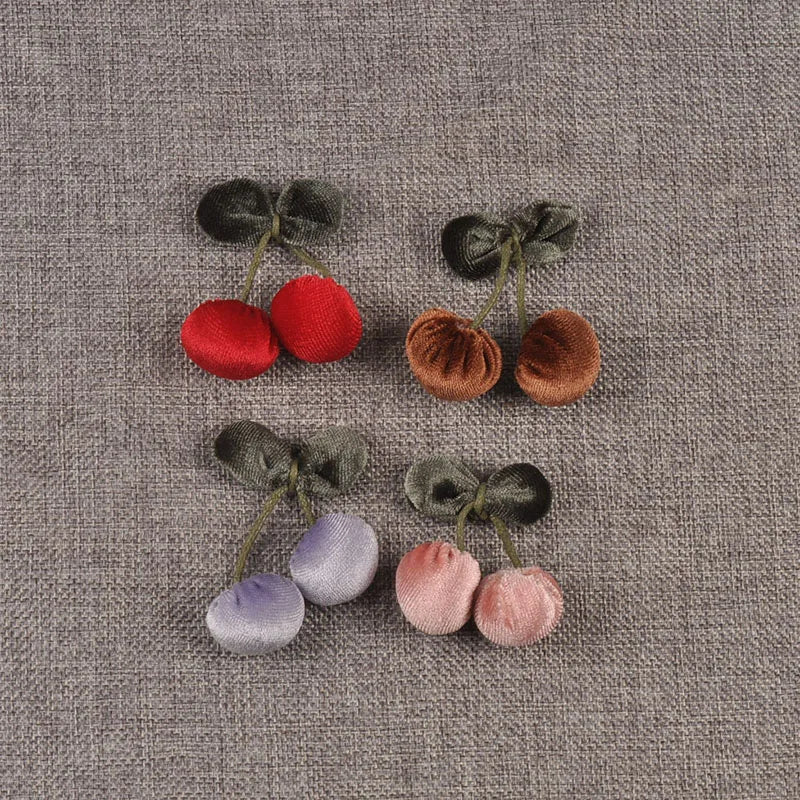 4pcs 42x55mm Assorted Polyester FibreCherry Appliques, Cute Fabric Cherry Pendants for DIY Hair Accessories Crafts cp3849 Qme 4pcs-mix 42x55mm