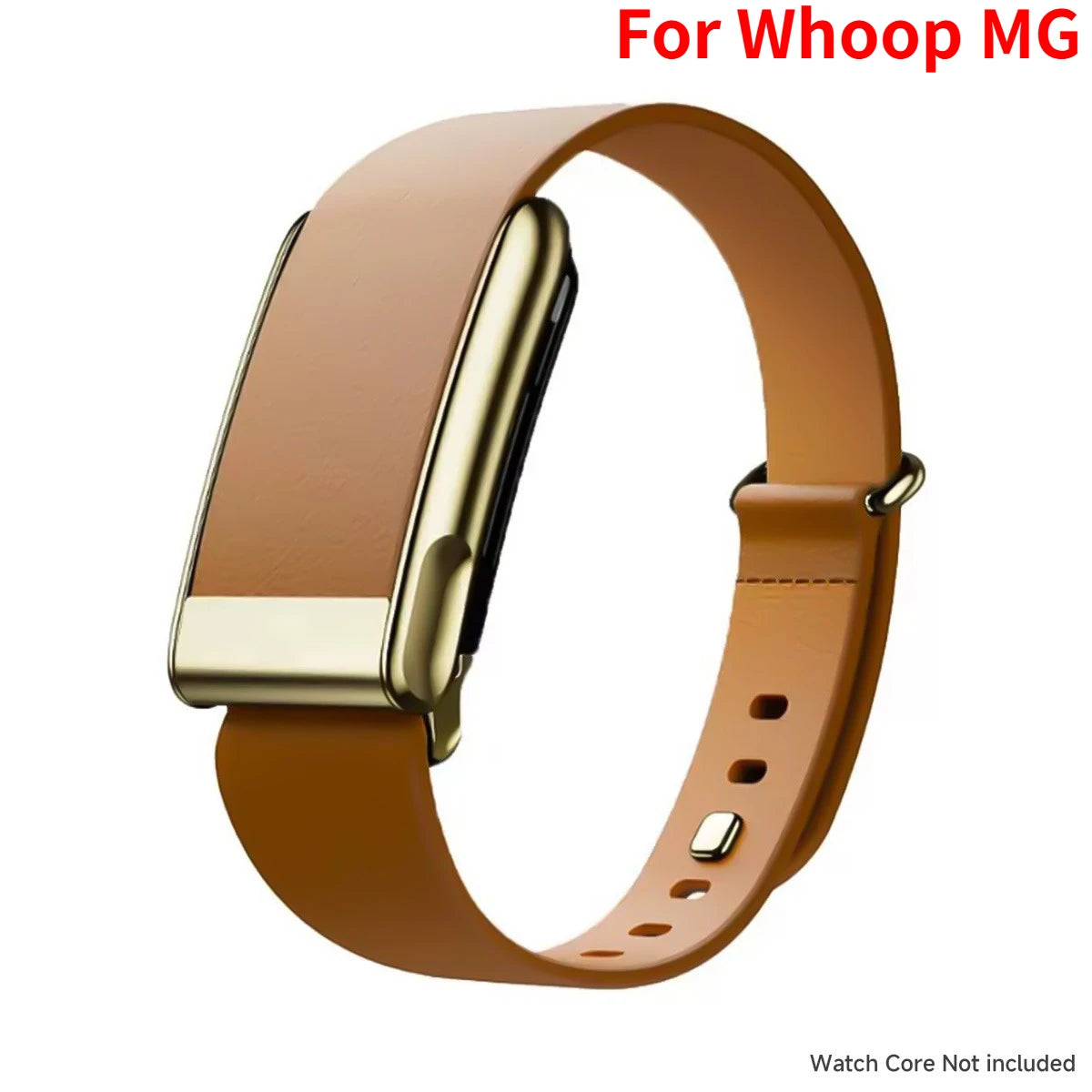 Leather Slim Waistband for WHOOP 5.0 /5.0MG Fitness Soft Breathable Replacement Strap Adjustable Protector Sports Wristband Qme ForWhoop 5.0MG-Brown Olny Band No Sensor
