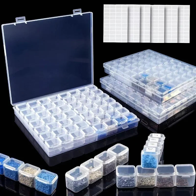 Transparent Storage Box 56 Grids DIY Diamond Painting Plastic Qme