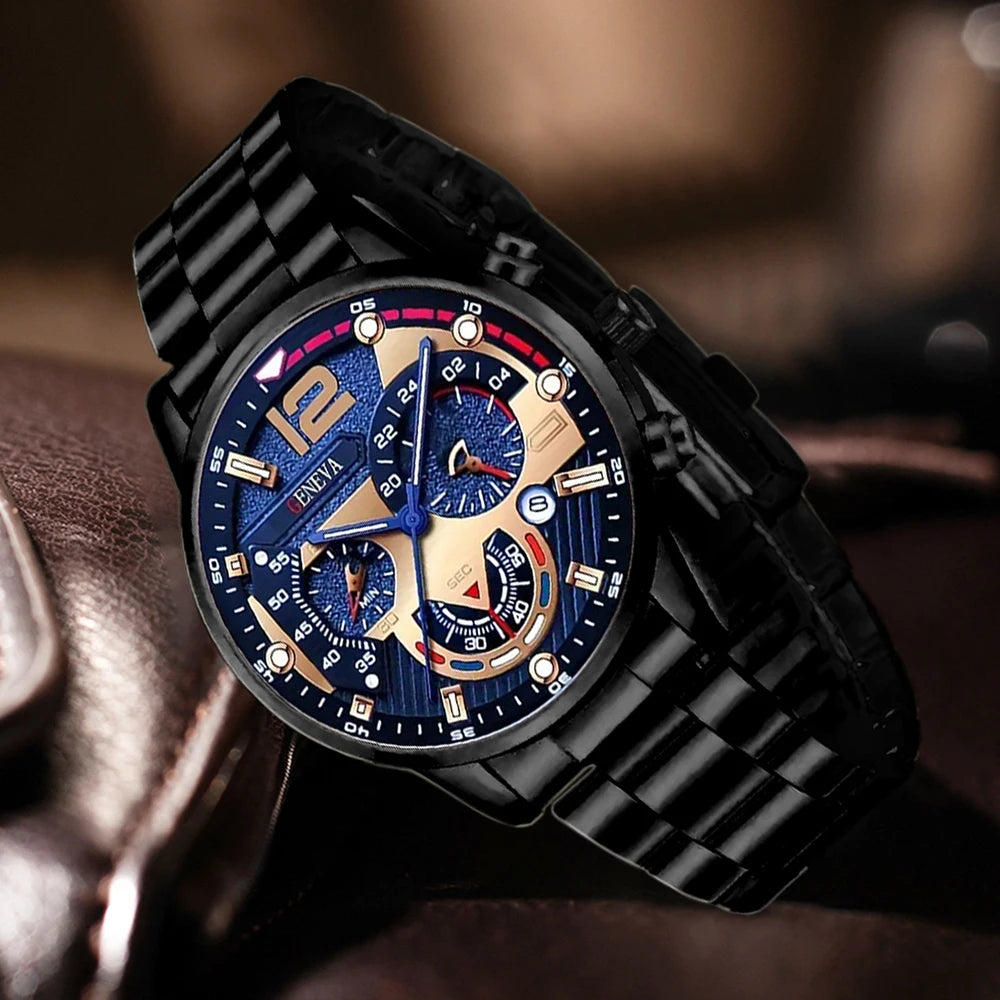3PCS Men's Watch Set Business Trend Fashion Classic Quartz Watch Suitable for Daily Clothing Matching or Holiday Gifts Qme