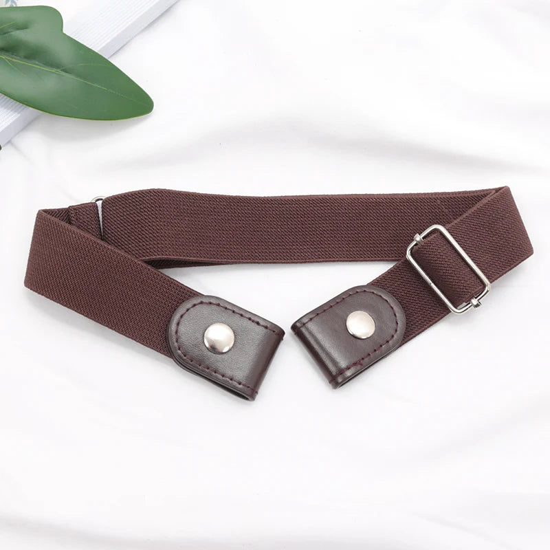 Adjustable Buckle-Free Belt for Women Girls Jeans Pants Dress No Buckle Stretch Elastic Waist Belt, No Bulge, No Hassle Belts Qme Brown