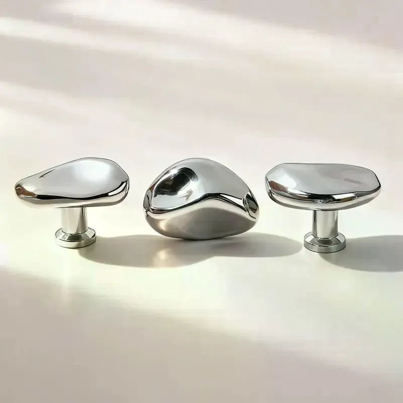 1Pcs Simple Wardrobe Door Drawer Cabinet Bright Silver Handle New Chinese Furniture Single Hole Small Handle Qme
