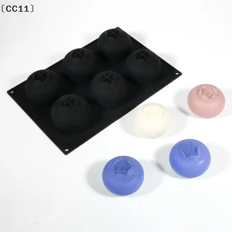 6 Cavity Blueberry Mousse Cake Baking Mold Fruit Shaped Dessert Qme