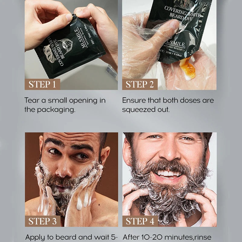 Men's Beard Bubble Hair Dye 10 Packs Easy-to-use Foam Long-lasting Qme