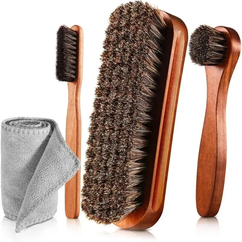 Horsehair Shine Shoes Brush Polish Dauber Applicators Cleaning Qme