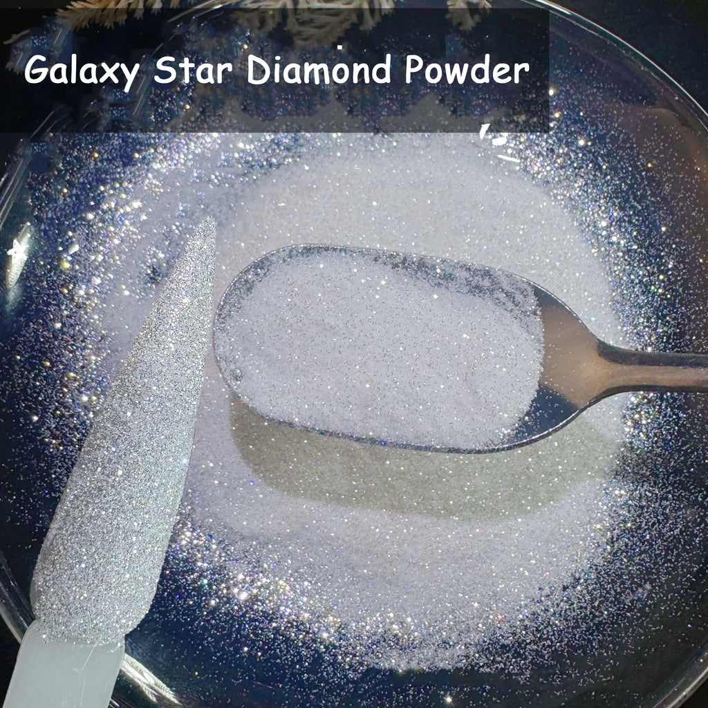 Galaxy Star Diamond Powder Aurora Chrome Nail Glitter Mix of White Sparkle Shiny Sequins for Nail Art Manicure Decorations 500g Qme