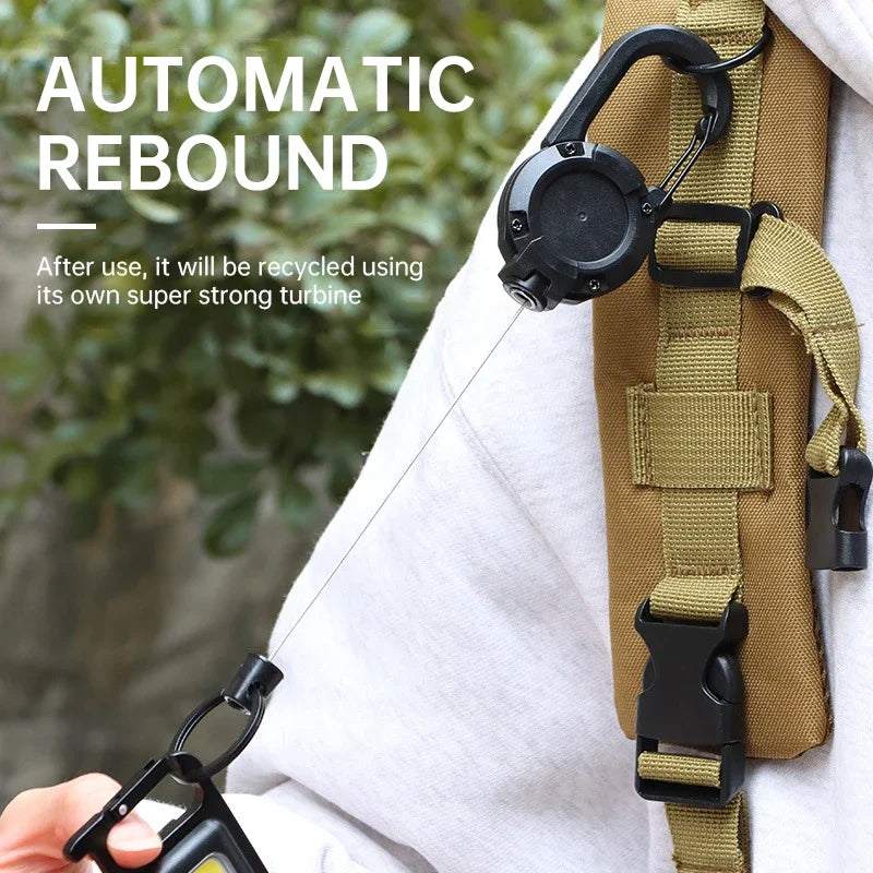Retractable Heavy Duty Pull Reel Carabiner Key Chains Strong Steel Wire Rope Buckle Spring Key Ring Outdoor Sporty Keychain Tool Qme