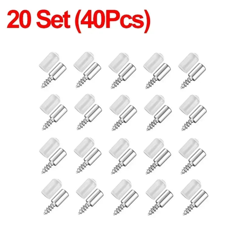 New Cross Self Tapping Screw Wardrobe Layer Plate Holder Cabinet Glass Partition Nails Fixed Screw Shelf with Non-Slip Sleeve Qme 20Set (40PCS)