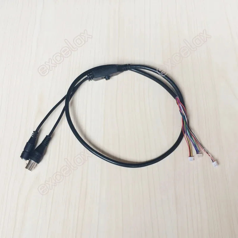 3PCS OSD Menu Camera Cable 5-Way Switch Control Tail Cable BNC+DC Power Video Cable Qme Black