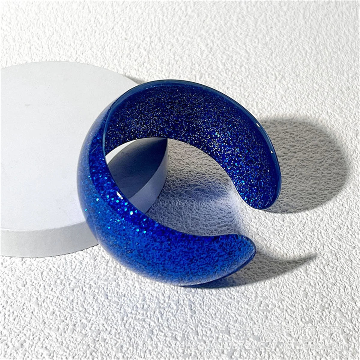 Fashion Y2k Irregular Shiny Glittering Twisted Round Green Blue Resin Bangle Summer Decoration Bracelet for Women Girl Gifts Qme lan