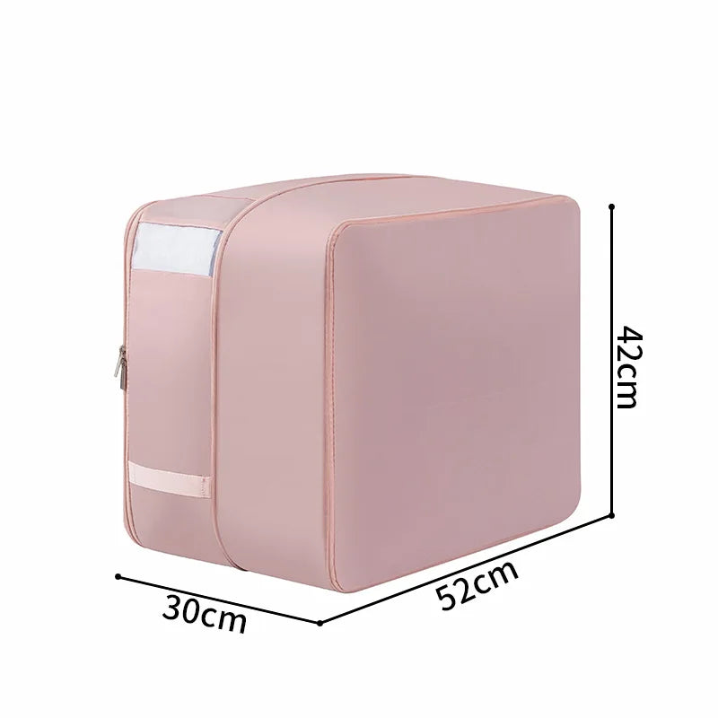A Suitable for organizing, transporting, and packaging clothes and blankets, with handles and oversized foldable storage bags Qme Double pink