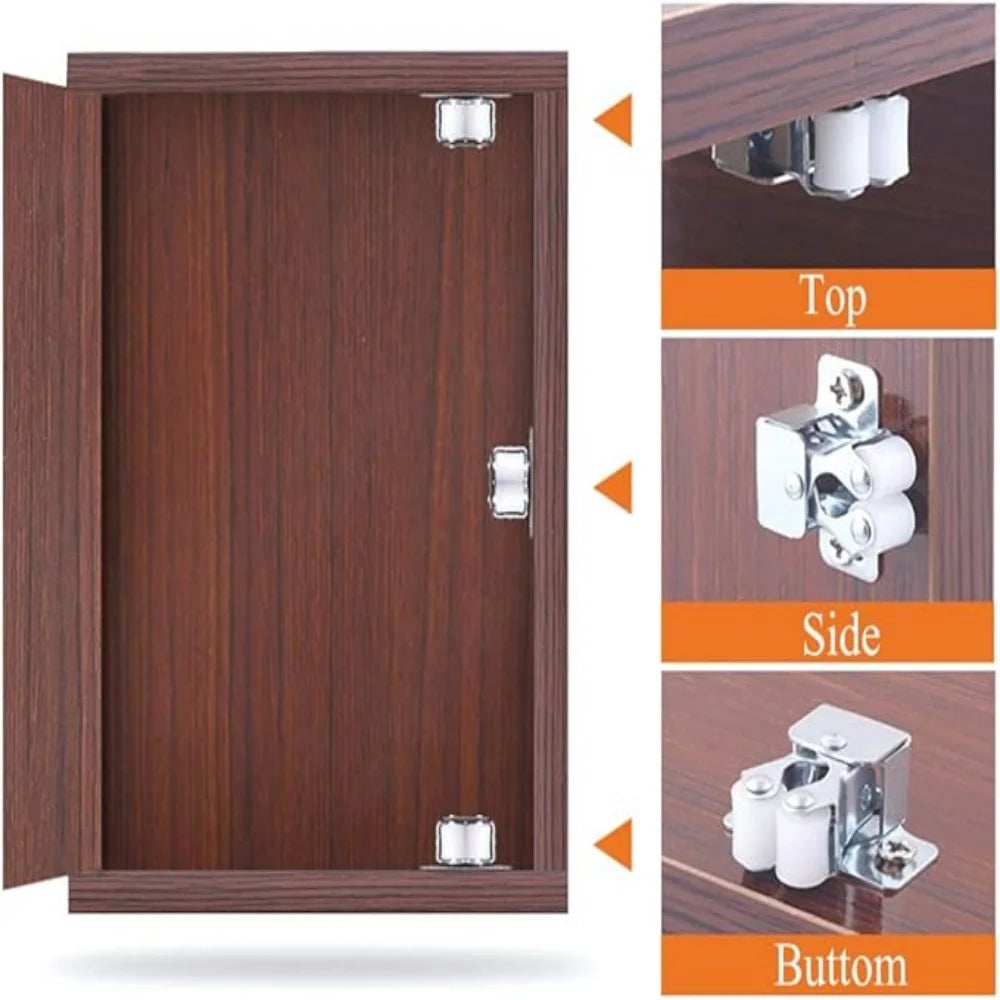 10/5pcs Stainless Steel Vintage Door Latch Lock Press-type Wardrobe Door Buckle Dual Wheel Spring Fixed Lock Home Lock Hardware Qme
