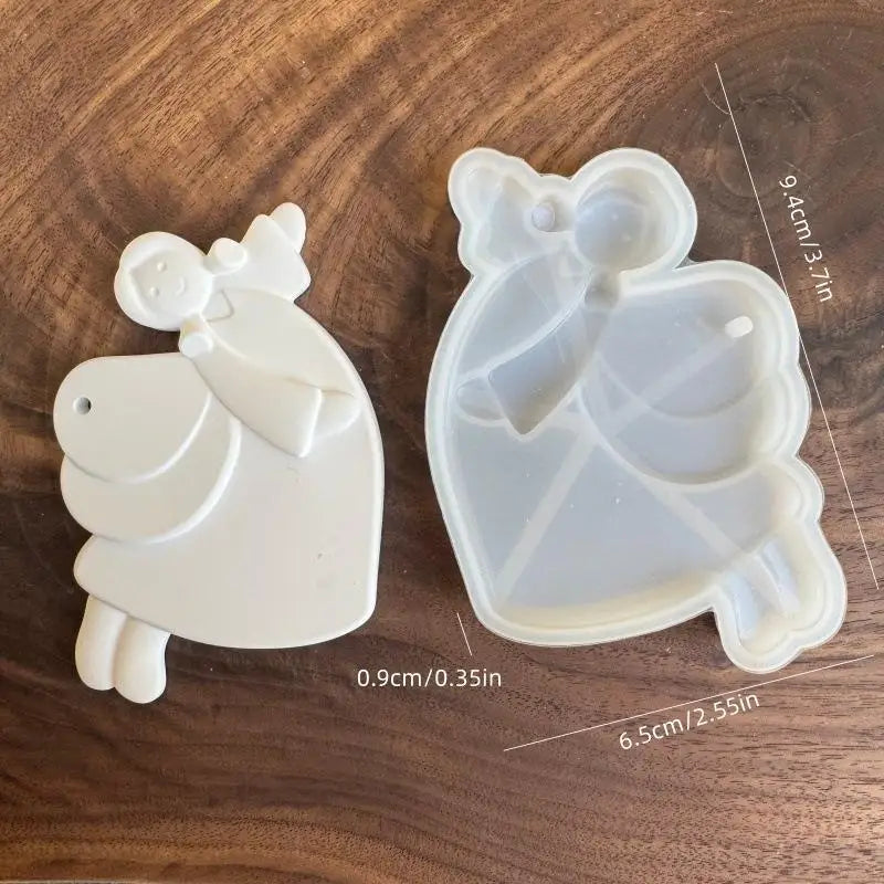 1Pcs Christmas Tree Hanging Ornament Plaster Concrete Resin Mould DIY Angel Love Girl Silicone Mold Girl Craft Supplies Qme A8