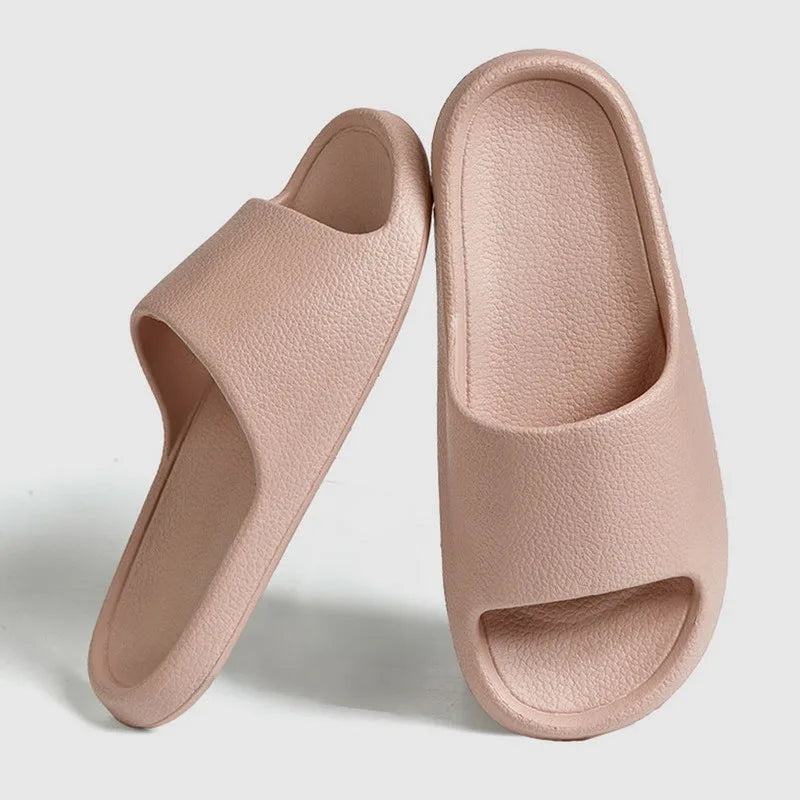Summer Couple Shoes Women Bathroom Slippers Cloud Cushion Slides Flat Sandals Thick Platform Shoes Man Indoor Non-Slip Flip Flop Qme B-Pink 38-39 (fit 37-38)