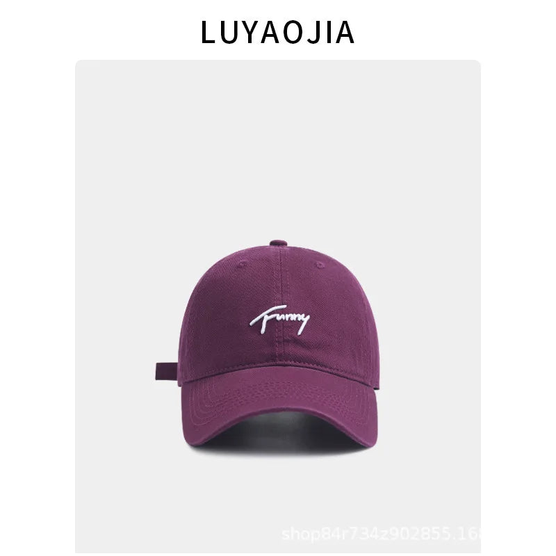 Korean Version Embroidered Soft Cap Women's Fashion Versatile Street Qme PURPLE