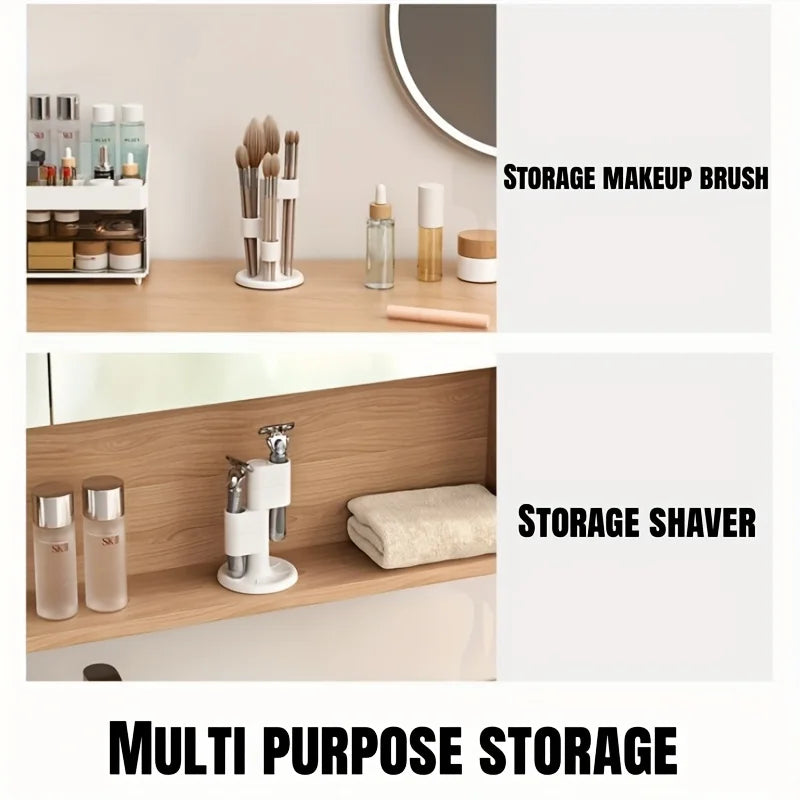 A White Desktop Pencil and Pen Storage Rack That Can Rotate 360 Degrees,can Hold 4 Pens,Office Desktop Organization and Storage Qme