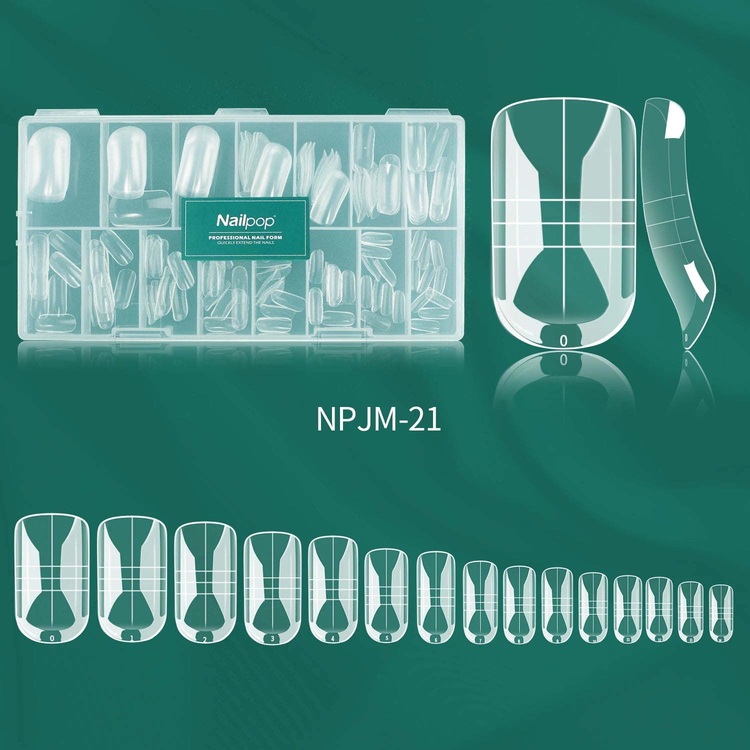 Nailpop Dual Forms Square Coffin Shape Quick Building Gel Mold Full Qme JM21-Clear 150