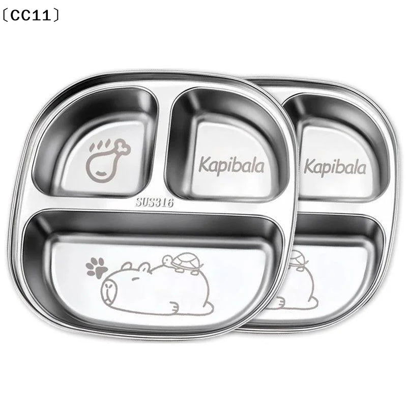 Capybara 2 3 4 Grids Food Plate Dishes Reusable Square Divided Dinner Qme