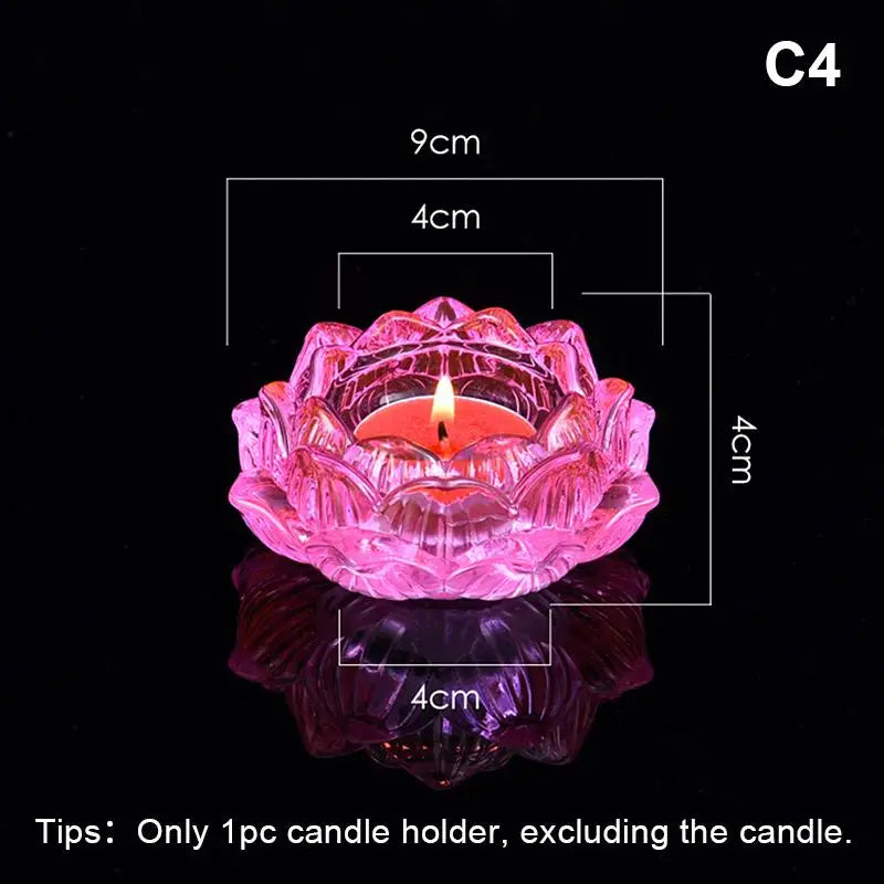 Glass Lotus Candle Holder Windproof Heat Resistant Suitable Use As Qme C4