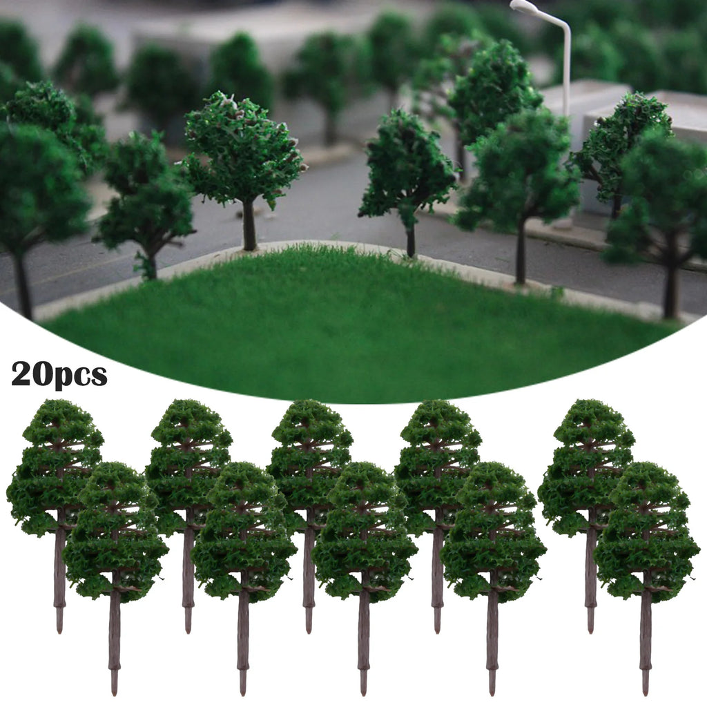 20x 8cm Plastic Models Train Artificial Miniature Tree Scenery Railroad Decoration Building Landscape Accessories Toys For Kids Qme Default Title