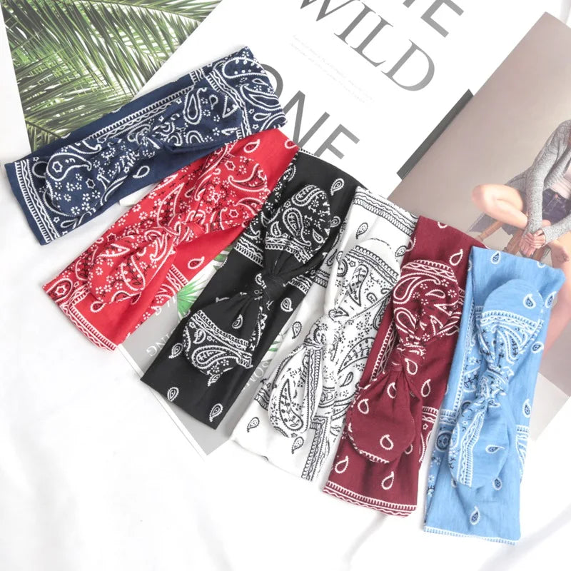 Women Elastic Soft Headbands Vintage Hairbands Workout Yoga Headband Girls Makeup Band for Face Washing Hair Bands Accessories Qme