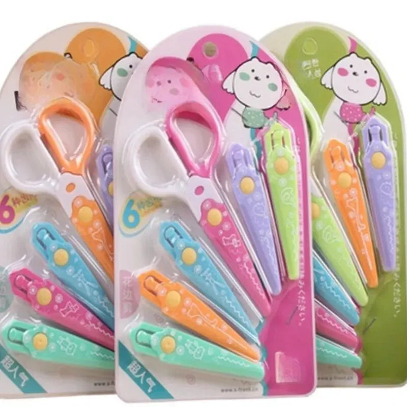 Creative And Cute Lace Scissors Can Be Changed Into 6-head Child Safety Diy Pattern Paper Cuttings Card Tool Qme