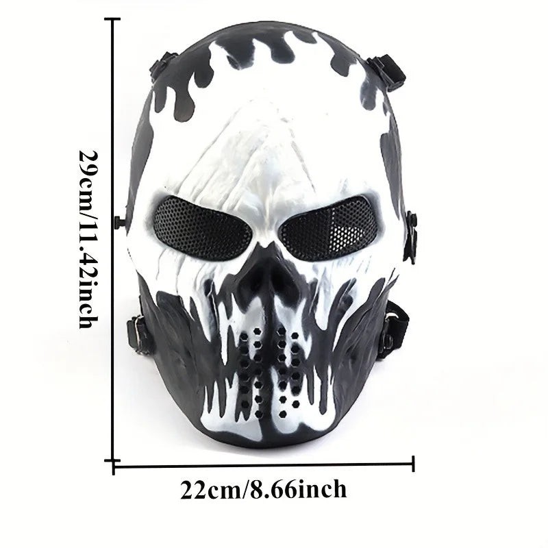Men's Skull Warrior Mask Cool Camouflage Party Cosplay Accessory Unique Birthday Gift for Boyfriend Horror Game Party Decoration Qme