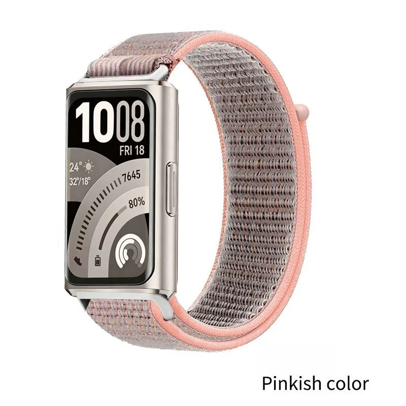 A Stylish Lightweight Nylon Loop Watchband with Exquisite Hardware Stitching Velcro Strap for Huawei Bracelet 11 Series 11 pro Qme silt Huawei 11 11Pro