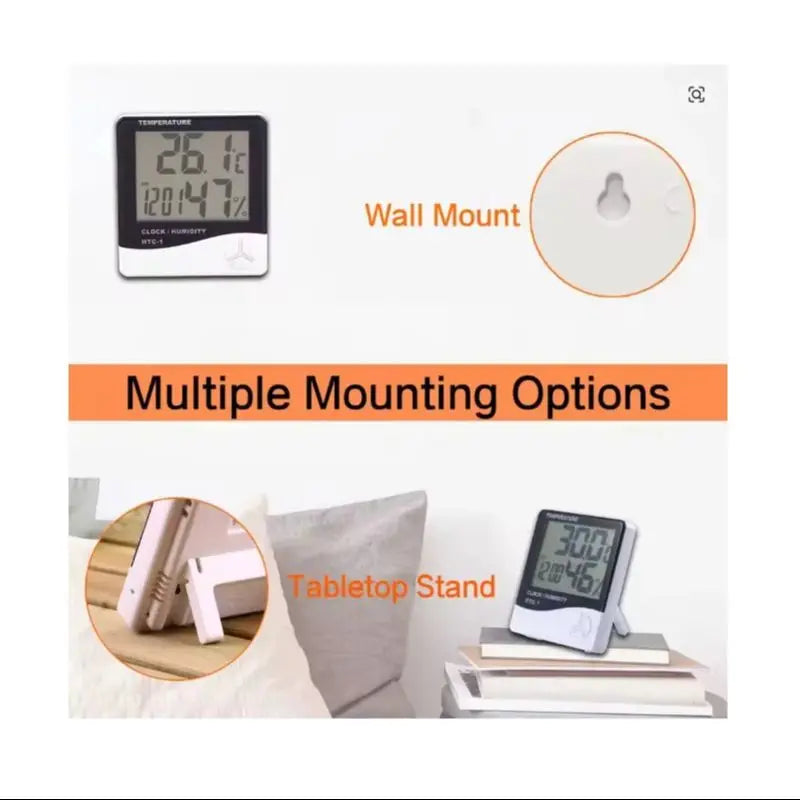 LCD Digital Temperature Humidity Meter HTC-2/HTC-1 Home Indoor Outdoor Hygrometer Thermometer Weather Station with Clock Qme
