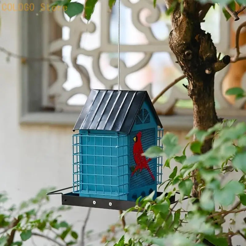 Attractive Outdoor Bird Feeding Container Constructed Iron Light Qme