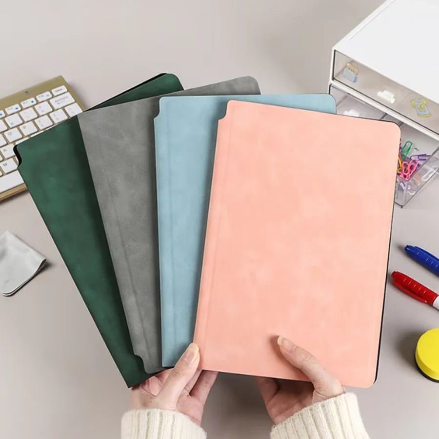 A5 Reusable Whiteboard Notebook Set with Whiteboard Pen Erasing Cloth Leather Memo Pad Weekly Planner Portable Stylish Office Qme