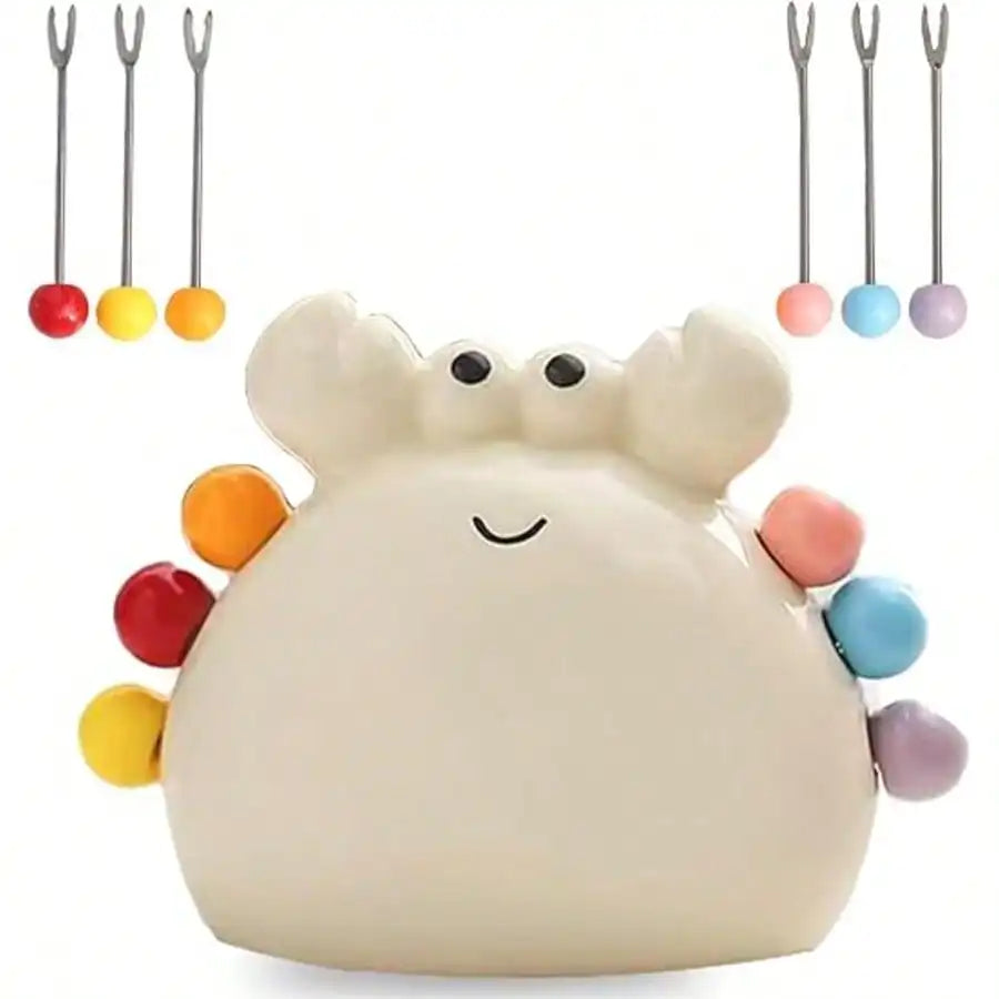 Crab Fruit Fork Dessert Salad Food Grade Stainless Steel Skewer Cute Qme white
