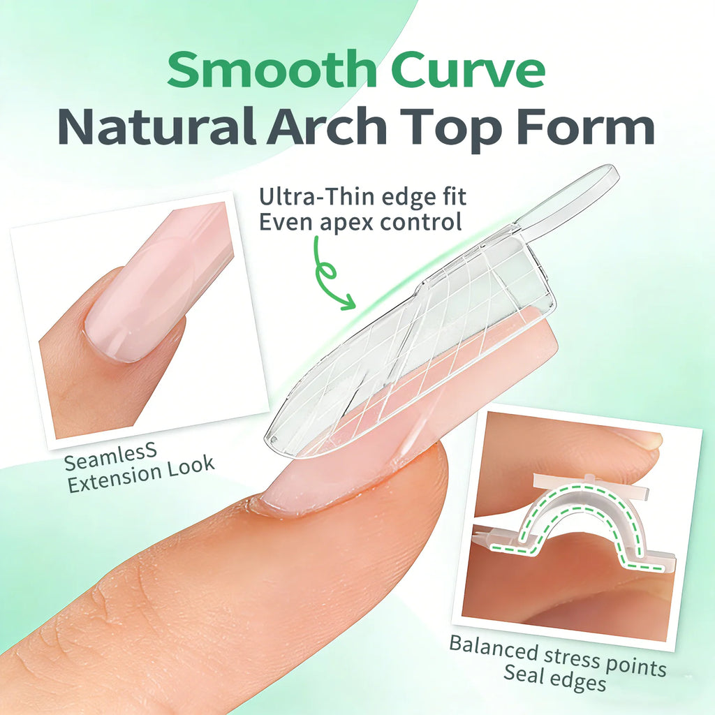 Nailpop French Line Dual Form Sandwich Matte Clear Nail Forms Coffin Qme