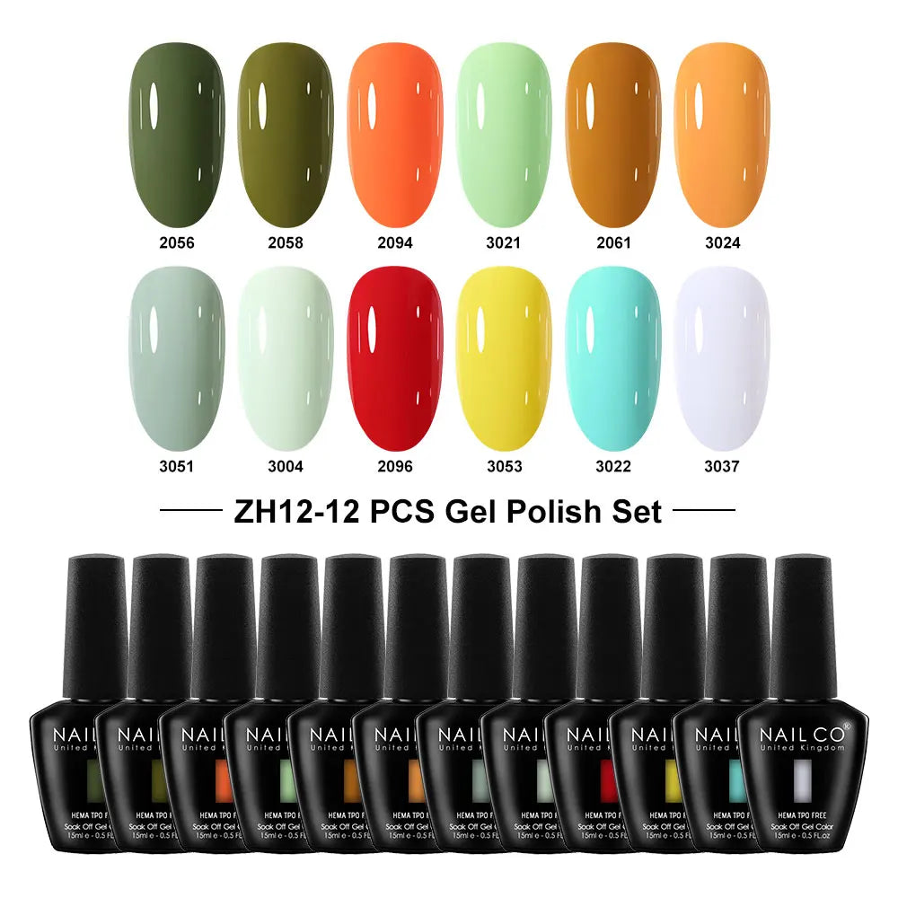 NAILCO Summer Macaroon Gel Nail Polish Semi Permanent UV Soak Off Art Qme NC-12H-ZH12