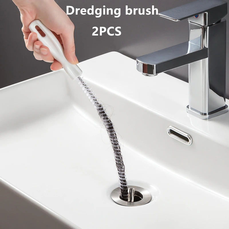 Pipe Dredging Brush Bathroom Hair Sewer Sink Cleaning Brush Drain Cleaner Flexible Cleaner Kitchen Clog Plug Hole Remover Tool Qme