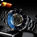 Men's Luxury Stainless Steel Watch, Sport Wristwatch, Exquisite Business Watch, Calendar, Men's Fashion Qme black gold